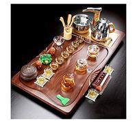 ksxnkhk Chinese Ceramic Kung Fu Tea Set with Tray, Gongfu Table Water Storage Chassis, Portable Sets Simple Automatic Teapot Great for Adults Men Women, F