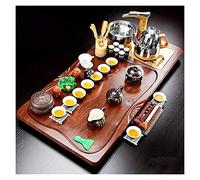 ksxnkhk Chinese Ceramic Kung Fu Tea Set with Tray, Gongfu Table Water Storage Chassis, Portable Sets Simple Automatic Teapot Great for Adults Men Women, G