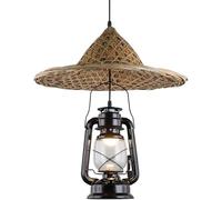 ksxnkhk Chinese V-intage Iron Pendant Light with Glass Shade Farmhouse Hand-Woven Bamboo Hanging Lamp Lamps Bamboo Woven Lamp