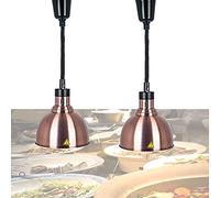 ksxnkhk Commercial Food Warmers for Restaurants, 250w Infrared Bulb Food Heat Lamp 2pcs-Red Copper, Retractable Chandelier for Steak Pizza, Keep Food Fresh and Delicious
