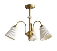 ksxnkhk Desk lamp Mid Century Modern Chandelier White Ceramic Light Brass Semi Flush Mount Ceiling 3 Vintage Sputnik Chandeliers for Bedroom Living Room Dining Table