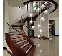 ksxnkhk Duplex Apartment Spiral Stairs Long Exquisite home chandelier, Staircase Exquisite home chandeliers 12 Glass Ball Multi Lights Creative Villa Pendant Light 50x180cm (Color : A) Sma