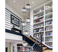 ksxnkhk Duplex Pavilion Villa Stairs Chandelier Glass Balls Long Compatible with Restaurant Living Room Household European Fashion Chandelier 6 Lights,Chandelier