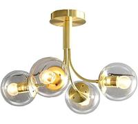 ksxnkhk E27 Glass Chandelier During Light,Brushed Brass with White Frosted Globes Branch Molecule Ceiling Light Compatible with Living Dining Room Restaurant,Chandeliers