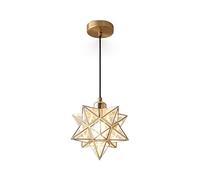 ksxnkhk E27 Pendant Lights Nordic Moravian Star Pendant Lamp With PVC Lampshade Ceiling Hanging Chandelier Shade For Corridor Aisle Staircase Entrance（color：Gold/Black）