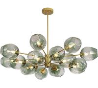 ksxnkhk E27 Starburst Ceiling Light,Handblown Glass Sphere During Lighting,Sputnik Modern Nordic Chandelier,Mid-Century Branch Chandelier-Green lampshade 16 Head