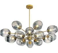 ksxnkhk E27 Starburst Ceiling Light,Handblown Glass Sphere During Lighting,Sputnik Modern Nordic Chandelier,Mid-Century Branch Chandelier-Gradient Smoke Gray lampshade 16 Head