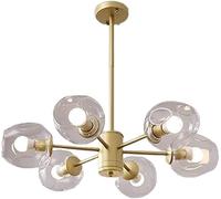 ksxnkhk E27 Starburst Ceiling Light,Handblown Glass Sphere During Lighting,Sputnik Modern Nordic Chandelier,Mid-Century Branch Chandelier-Cognac lampshade 6 Head