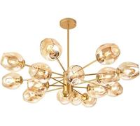 ksxnkhk E27 Starburst Ceiling Light,Handblown Glass Sphere During Lighting,Sputnik Modern Nordic Chandelier,Mid-Century Branch Chandelier-Cognac lampshade 16 Head