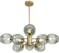 ksxnkhk E27 Starburst Ceiling Light,Handblown Glass Sphere During Lighting,Sputnik Modern Nordic Chandelier,Mid-Century Branch Chandelier-Green lampshade 8 Head