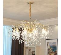 ksxnkhk Elegant Crystal Pendant Chandelier, Modern Flush Mount Ceiling Light for Living Room, Bedroom, Dining Room & Office - Luxury Gold Finish, 13 Heads, No Bulb Included