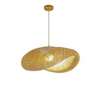 ksxnkhk Farmhouse Bamboo Pendant Light Fixture for Kitchen Island, Dining Room, Hand-Woven Bamboo Hanging Lamp, Creative Rattan Chandelier Bird Nest Lampshade for Bar Cafe Living Room