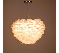 ksxnkhk Feather Light Shade, Adjustable Round Chandelier, Simple Ceiling Lamp, Modern Style Lampshade for Bedroom, 70Cm Five Heads