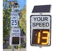 ksxnkhk Flashing Solar Powered Led Speed Limit Signs, 20"x27"/24"x35" Rust Proof Aluminum Radar Sign Detector with Accessories, White(White,60 * 90cm)
