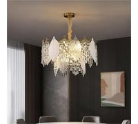 ksxnkhk French Crystal Leaf Light Luxury Chandelier Dining Room Modern Living Room Main Duplex Villa Master Bedroom Simple Headlight(Cold White,2 Layers 50cm)