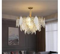 ksxnkhk French Crystal Leaf Light Luxury Chandelier Dining Room Modern Living Room Main Duplex Villa Master Bedroom Simple Headlight(Changeable,2 Layers 80cm)