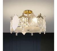 ksxnkhk French Crystal Leaf Light Luxury Chandelier Dining Room Modern Living Room Main Duplex Villa Master Bedroom Simple Headlight(Warm Light,Dia50cm)