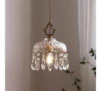 ksxnkhk French Crystal Pendant,Vintage Crystal Chandelier Raindrop,Luxury Glass Ceiling Fixture,Brass 1- Hanging for Kitchen Island Hallway Bedroom Farmhouse Foyer(7.8", Large) (Large 7.8"