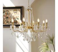 ksxnkhk French Medieval Living Room Chandelier Candle Crystal Lamp Retro Palace Style Bedroom Room Lighting(Warm Light,8Heads D72CM H60CM)