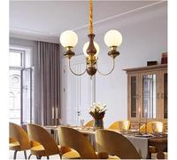 ksxnkhk French Medieval Style Living Room Hall Chandelier Magic Bean American Retro Style Bedroom Lamp Walnut Color Dining Room Lamp(Warm White,3heads)