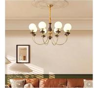 ksxnkhk French Medieval Style Living Room Hall Chandelier Magic Bean American Retro Style Bedroom Lamp Walnut Color Dining Room Lamp(Warm White,6heads)
