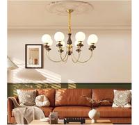 ksxnkhk French Medieval Style Living Room Hall Chandelier Magic Bean American Retro Style Bedroom Lamp Walnut Color Dining Room Lamp(Cold White,8heads)