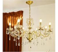 ksxnkhk French Retro Crystal Pearl Chandeliers Luxurious Brass Villa Living Dining Candle Pendant Lights Lighting Bedroom Lustre Lamps Modern Lighting(Warm Light,10 Heads)