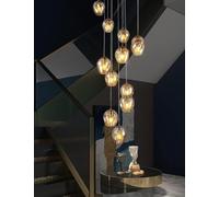 ksxnkhk Glass Balls Chandelier Stair Long Hanging Lights Duplex Building Large Chandelier Living Room Villa Hollow Modern Stair Light Long Pendant Light(15 Light)