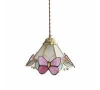 ksxnkhk Glass Brass Pendant Lights for Kitchen Island, Butterfly Creative Hanging Lamp for Restaurant Bedroom Bedside Balcony, Vintage Classic Tiffany Style Light Fixtures (Frosted,D:22*H: