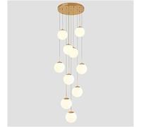 ksxnkhk Glass Decorated Balls Staircase Chandelier Long Pendant Light Compatible with High Ceilings Foyer Entryway Chandelier in Chrome with White Milk Glass,Pendant Lighting Ceiling