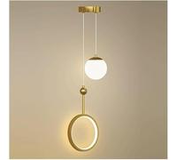 ksxnkhk Gold Chandelier Glass Ring Milky White Glass Pendant Light 2-Lights Personalized LED Iron Metal Pendant Lighting Warehouse Farmhouse Ceiling Light,Pendant Lighting Ceiling