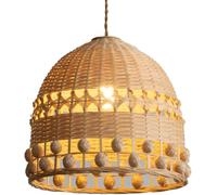 ksxnkhk Hand Woven Rattan Lamp Shade - Elegant Bamboo Pendant Light Fixture Boho Style Wicker Chandelier for Kitchen Island, Living Room, and More(30cm)