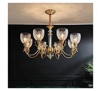 ksxnkhk Hanging Lamp, Chandelier Light Luxury Full Copper Crystal Chandelier - - Antler Restaurant lamp net red Bedroom lamp Retro Living Room Copper lamp(10 Heads 96 * 48cm)