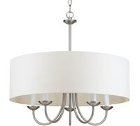 ksxnkhk Hanging Lamp Drum ShadeCollection Five-Light Brushed Bronze White Fabric Shade Traditional Chandelier Lightfor Living Room