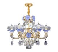 ksxnkhk Hanging Lamp, European Style Candle Crystal Living Room Chandelier Atmospheric Crystal Living Room Light Modern Simple Bedroom Dining Room for Home Decor(Warm Light 3000k,6 Heads)