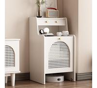 ksxnkhk HARELA Robot Vacuum Stand Cabinet, Sweeping Storage Rack with Doors and Drawer, Multi Tier End Table for Living Room Dining Kitchen Home Office(White,19.7x17.7x35.4in)