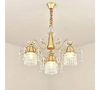 ksxnkhk Industrial Pendant Light, Modern Brass Crystal Chandelier for Dining Room, Living Room, Bedroom, Foyer - E14 Compatible, 3 Long Heads