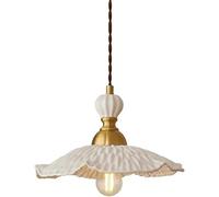 ksxnkhk Japanese White Ceramic Bedside Light Retro Minimalist Lotus Leaf Dining Room Hanging Lamp Modern Nordic Brass Kitchen Island Chandelier for Living Bedroom Bar Counter Stud