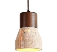 ksxnkhk Japanese Yellow Travertine Pendant Light Creative Personality Kitchen Island Hanging Lamp Retro Industrial Style Single-Head Bedside Wood Chandelier for Bar-top Coffee House Restaurant Decor