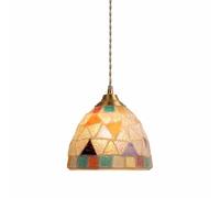 ksxnkhk Kitchen Island Pendant Lights, Mosaic Creative Colorful Shell Hanging Lamp for Restaurant Bedroom Bedside Balcony, Vintage Classic Tiffany Style Light Fixtures (D:18 * 18cm,No Bulb