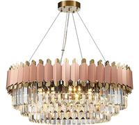 ksxnkhk Large Crystal Chandelier Lights Luxury Modern 3-Tier Raindrop Chandeliers Hanging Pendant Light Fixture for Dining Room Living Room Entryway-Gold 80x35cm
