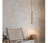 ksxnkhk Led Pendant Lamp Long Tube Ceiling Lamp Japanese Style Quiet Wind Bedroom Bedside Chandelier Retro Modern G9 Replaceable for Foyer Living Room(Beige,3color dim)