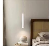 ksxnkhk Led Pendant Lamp Long Tube Ceiling Lamp Japanese Style Quiet Wind Bedroom Bedside Chandelier Retro Modern G9 Replaceable for Foyer Living Room(White,3color dim)