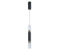 ksxnkhk Long Tube Chandelier Black Metal Pendant Light with White Acrylic Shade, Modern LED Ceiling Light Fixture for Kitchen Island Living Room Bedroom Bedside Dining Room Hallway Hanging