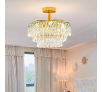 ksxnkhk Luxury Crystal Light American Post-Modern Chandelier Living Room European Luxury Hall Bedroom Dining Room Light(Cool White,D40CM)