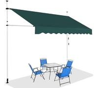 ksxnkhk Manual Retractable Awning 2.5X1.2M, No Drilling Required, Adjustable Height 2-3M, Aluminium Terrace Awning with Oxford Fabric for Balcony, Patio, Garden (Green)