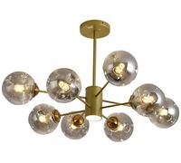 ksxnkhk Mid Century Modern 6 Light Gold Chandelier Amber Smoke Glass Sputnik Chandelier Vintage Industrial Ceiling Light Farmhouse Pendant Lamp for Bedroom Living Dining Room Kitchen Islan