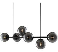 ksxnkhk Mid Century Modern Chandelier Island Light Milk Glass Globes Linear Chandeliers for Dining Room Living Room Kitchen Indoor Illumination(Black)