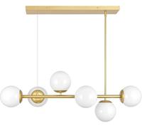 ksxnkhk Mid Century Modern Chandelier Island Light Milk Glass Globes Linear Chandeliers for Dining Room Living Room Kitchen Indoor Illumination(Gold)
