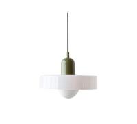 ksxnkhk Mid Century Modern Glass Pendant - Retro 1- Ceiling Pendant Lamp - Creative Single Lamp - Dining Room Chandelier - Vintage Hanging for Living Room(Green) (White